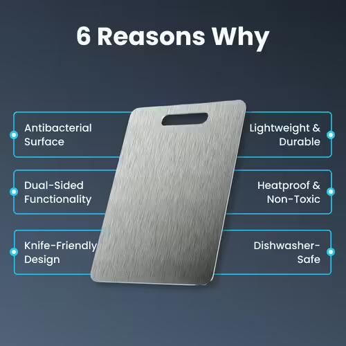 Titanium Cutting Board™ – Anti-Bacterial | No Microplastics | Rust-Proof | Food Safe