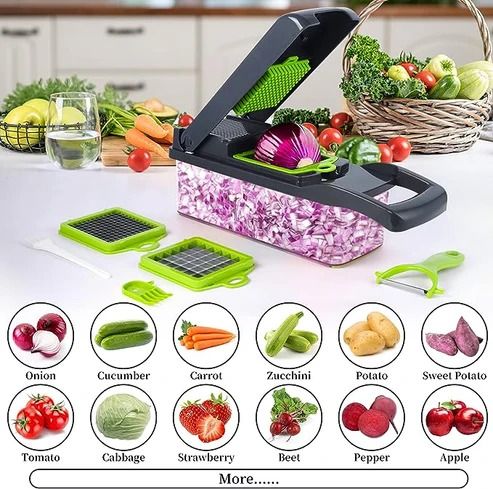 Stainless Steel Vegetable Chopper Slicer and Cutter - Multi-Use Kitchen Tool